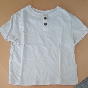 H&M Cream Kids Tee with Button Detail